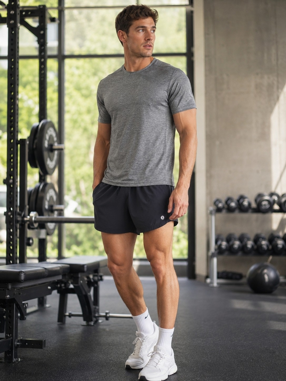 Layer 8 Men's Black Athletic Running Shorts
